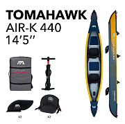 Aqua Marina AIR-K 440 Надувная байдарка "Tomahawk AIR-K440" 440x78см, насос, сиденье, киль, рюкзак, до 210кг