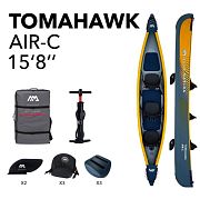Aqua Marina AIR-C Надувная байдарка "Tomahawk AIR-C" 478x88см, насос, сиденье, киль, рюкзак, до 260кг